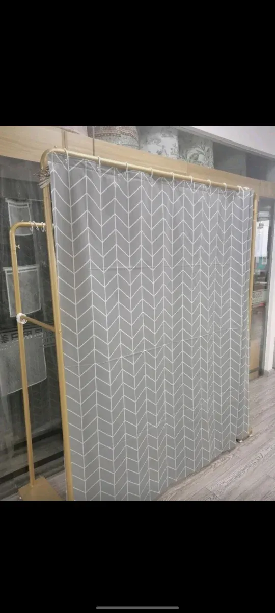 Cortina Ducha Gris Geométrico 120x180cm