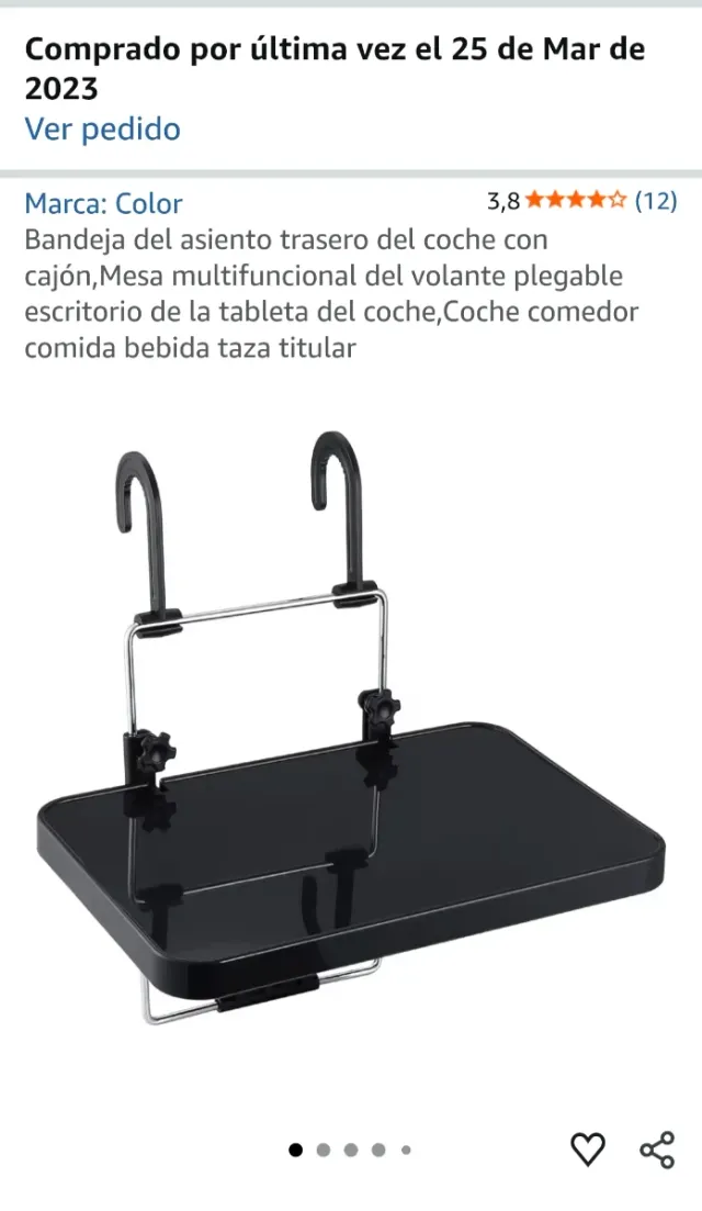 Mesa plegable para coche con cajón