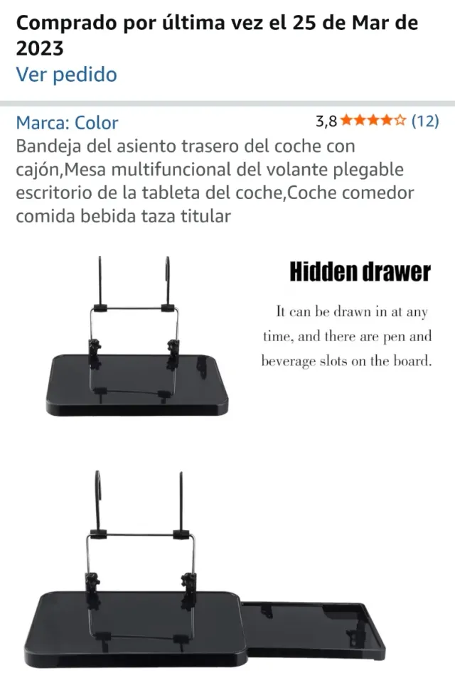 Mesa plegable para coche con cajón