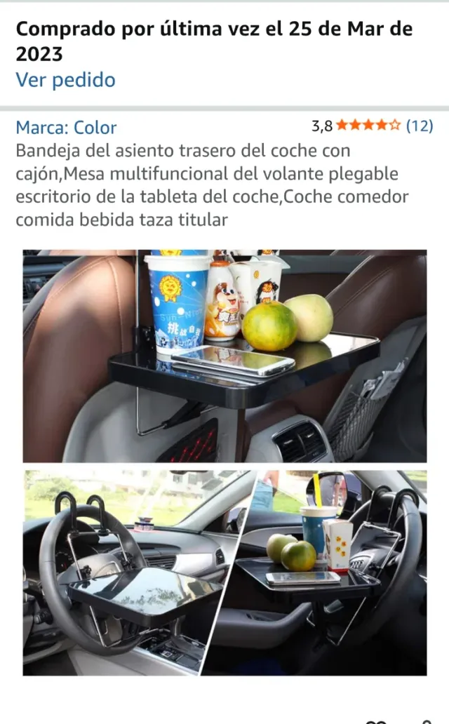 Mesa plegable para coche con cajón