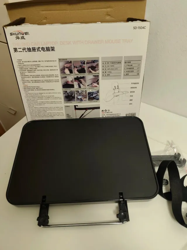 Mesa plegable para coche con cajón