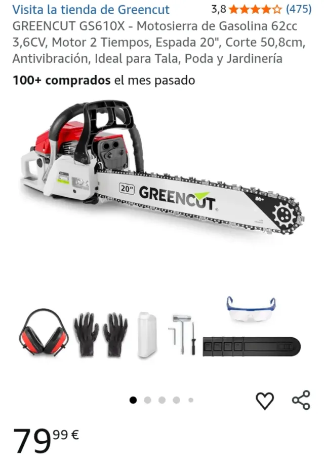 Motosierra Greencut GS610X 62cc 20