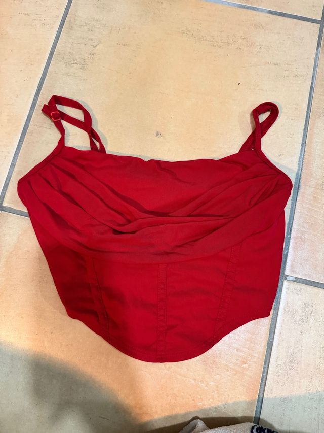 Top Corset Rojo SHEIN