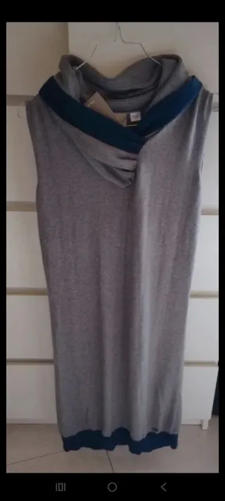 Vestito premaman smanicato grigio e blu