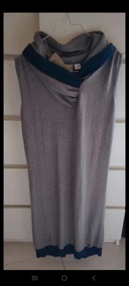 Vestito premaman smanicato grigio e blu