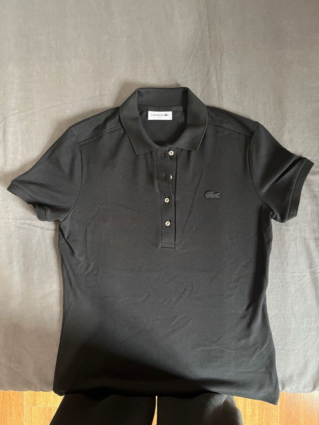 Polo Lacoste Mujer Negro Slim Fit Talla 38