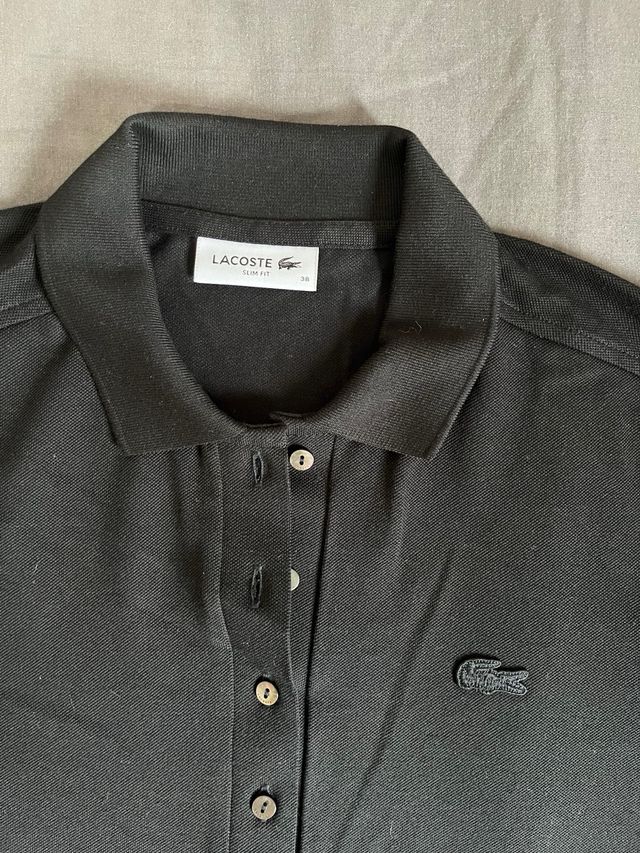 Polo Lacoste Mujer Negro Slim Fit Talla 38