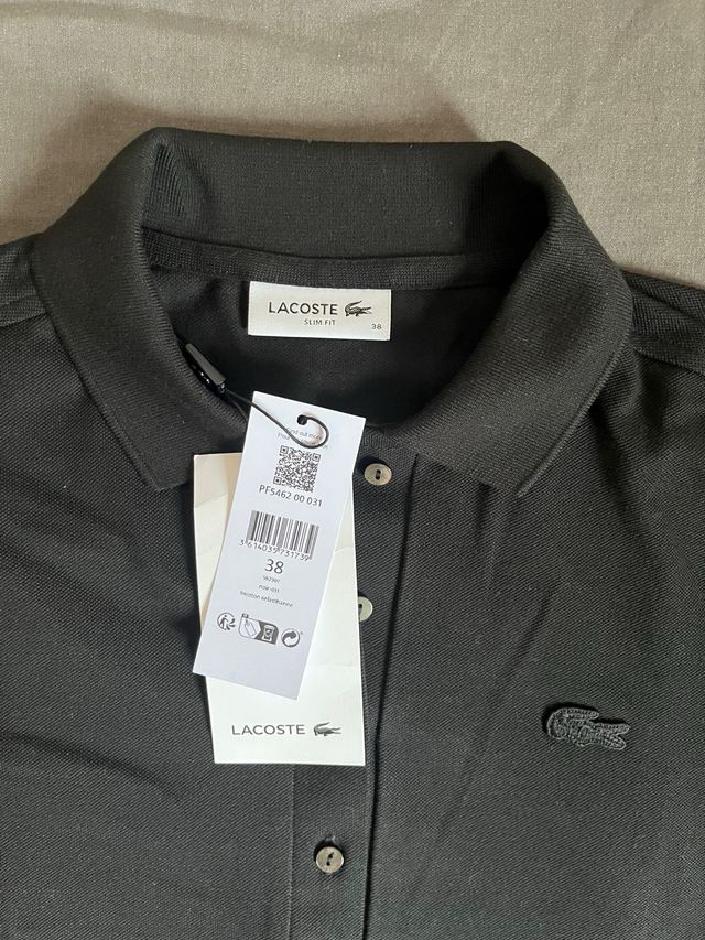 Polo Lacoste Mujer Negro Slim Fit Talla 38