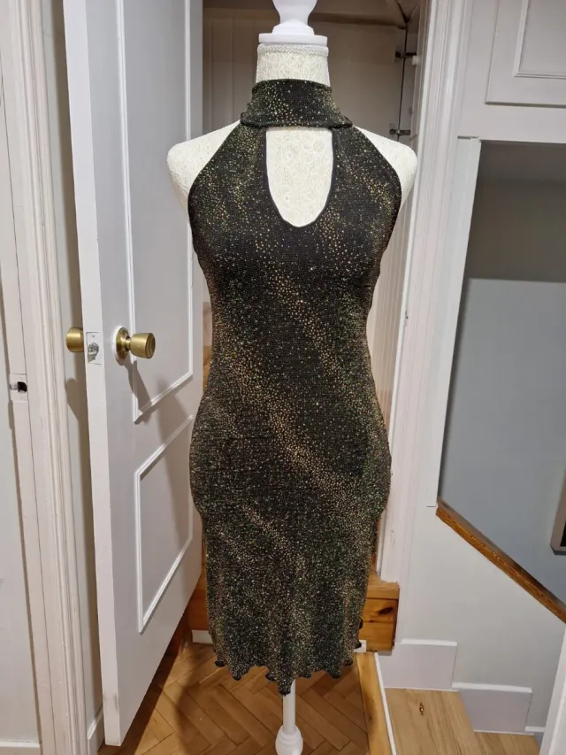 Vestido Lurex Negro y Dorado Talla Única