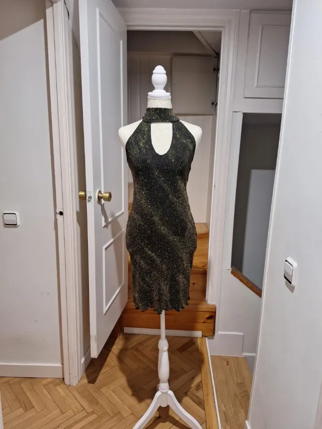 Vestido Lurex Negro y Dorado Talla Única