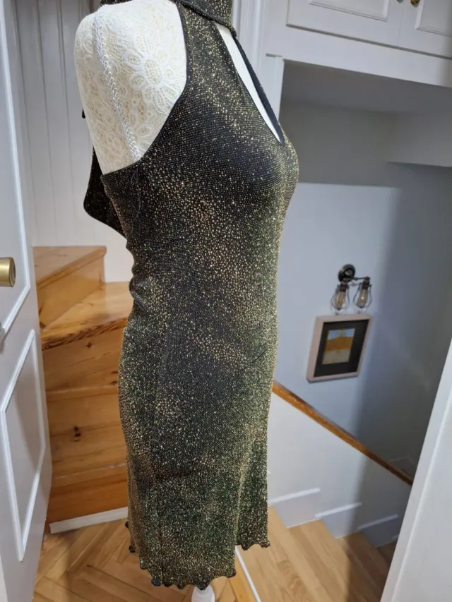 Vestido Lurex Negro y Dorado Talla Única