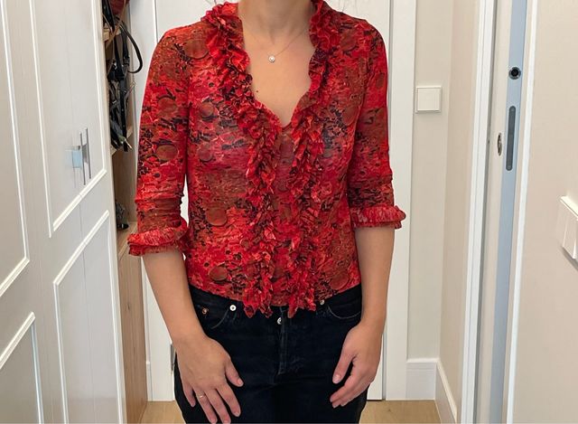 Camisa Isabel de Pedro Multicolor Roja