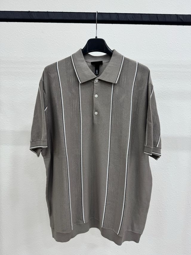 Maglia Polo H&M Uomo Grigia a Righe