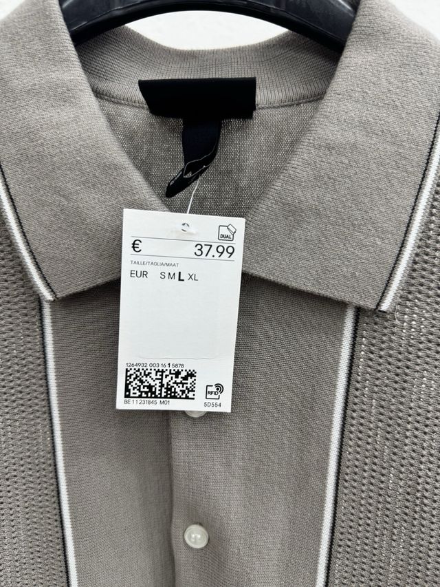 Maglia Polo H&M Uomo Grigia a Righe