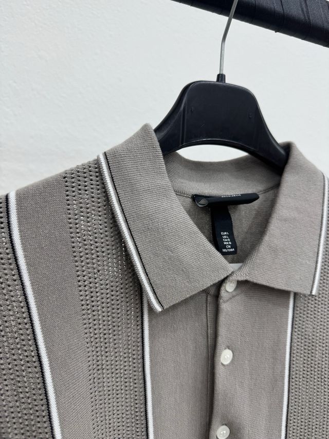 Maglia Polo H&M Uomo Grigia a Righe