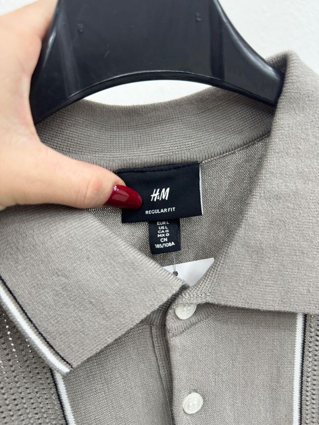 Maglia Polo H&M Uomo Grigia a Righe