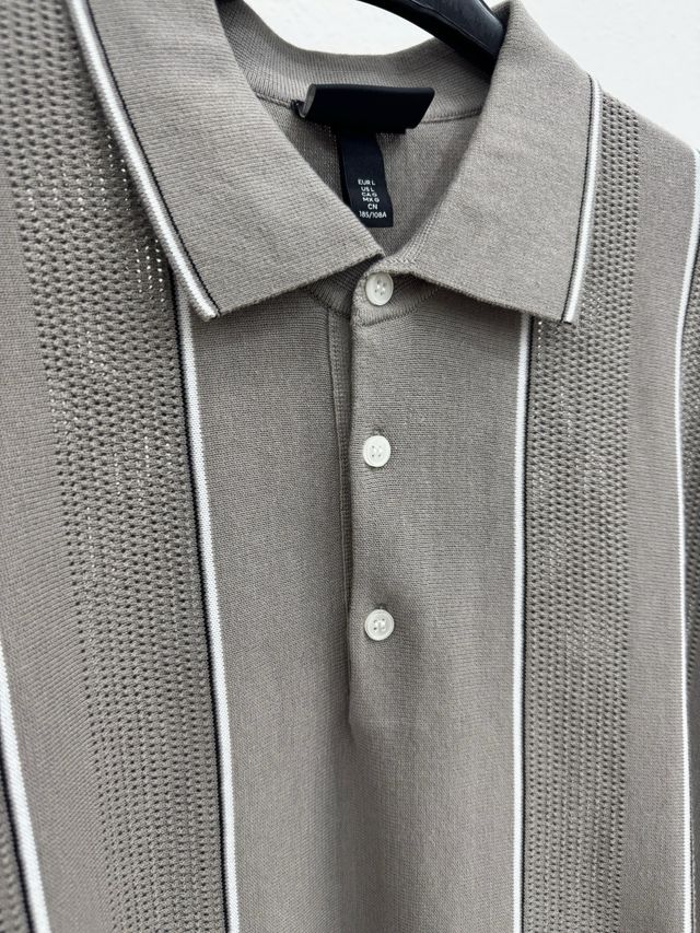 Maglia Polo H&M Uomo Grigia a Righe