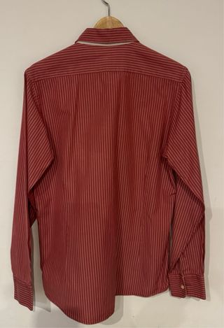 Camisa La Martina Talla M, Rayas Rojas/Burdeos