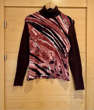 Jersey Escolá cuello alto print abstracto L