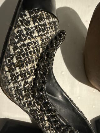 Zapatos tacón Chanel tweed cadena T38