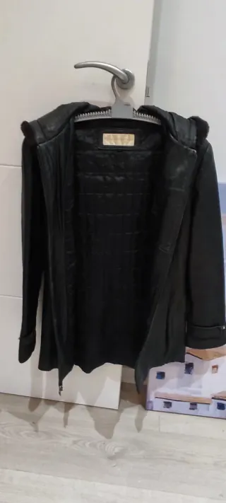 Chaqueta de cuero vintage negra