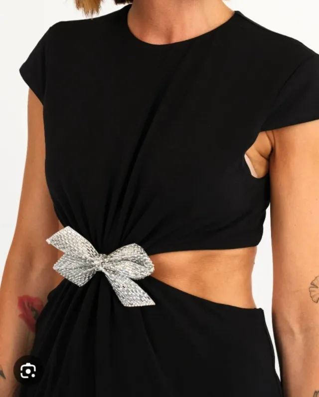 Vestido ZARA Cut Out Lazo Brillante