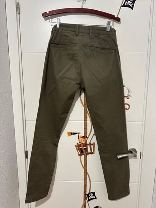 Pantalón Zara Chino Talla 38 Verde Militar