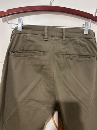 Pantalón Zara Chino Talla 38 Verde Militar