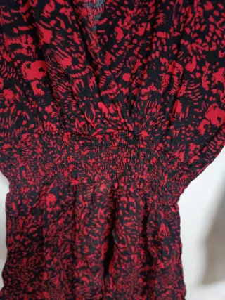 Vestido Zara Rojo y Negro Estampado