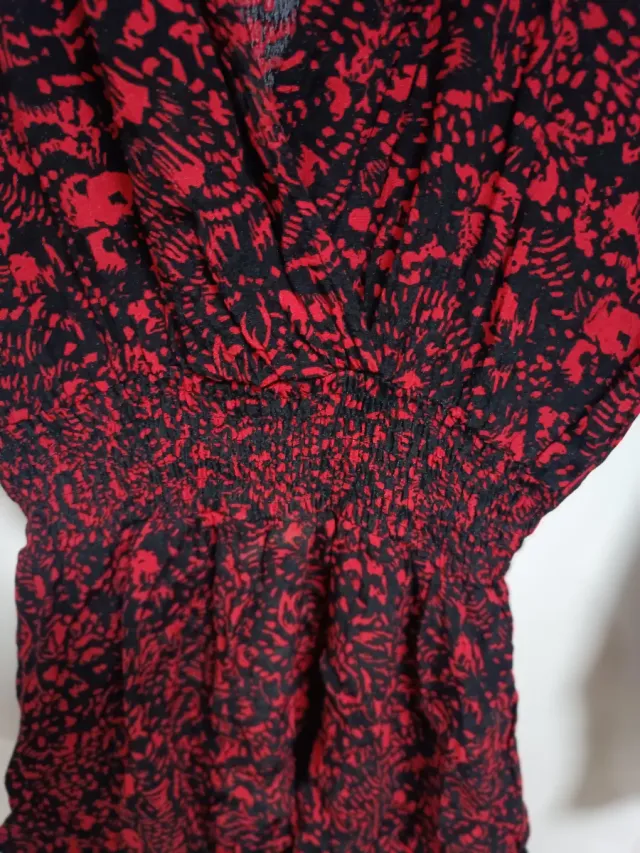 Vestido Zara Rojo y Negro Estampado