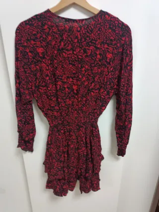 Vestido Zara Rojo y Negro Estampado