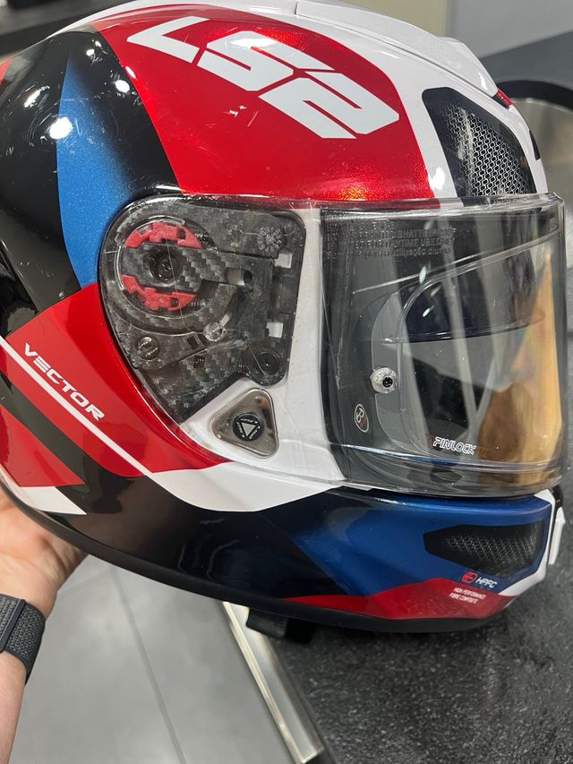 Casco Integral Moto LS2 Blanco Rojo Azul tall S