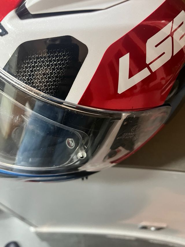 Casco Integral Moto LS2 Blanco Rojo Azul tall S