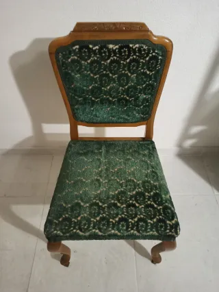 Silla Vintage Madera y Terciopelo Verde