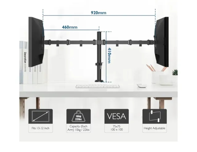 Brazo doble para monitor