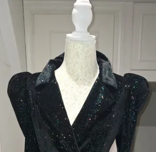 Vestido Zara Negro y Dorado Brillo