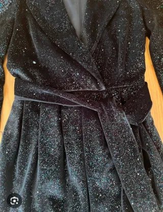 Vestido Zara Negro y Dorado Brillo