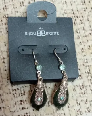 Pendientes Bijou Brigitte verde y plata