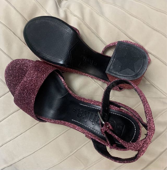 Sandalias Bershka Glitter Rosa Talla 36