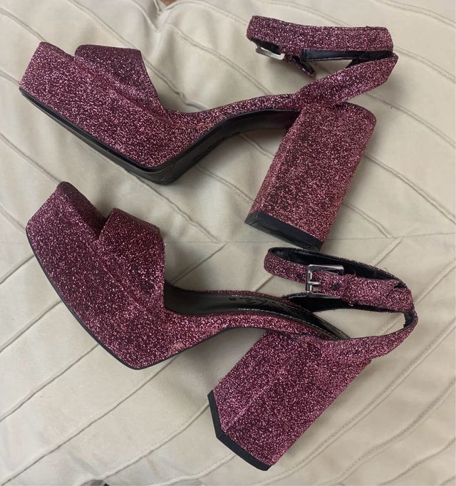 Sandalias Bershka Glitter Rosa Talla 36