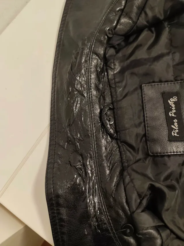 Cazadora Piel Sintética Negra Acolchada T. 50