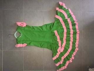 Traje Flamenca niña Verde y Rosa
