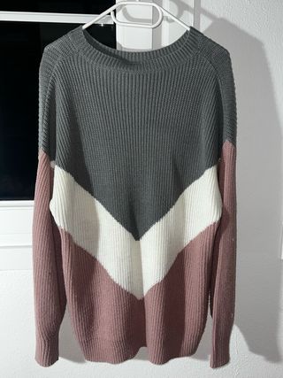 Jersey Chevron Gris Rosa Blanco Talla Única