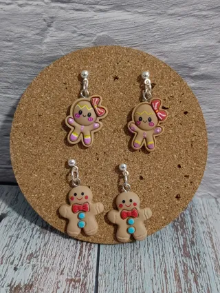 2 Pares Pendientes Muñeco Jengibre