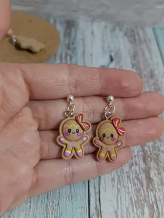 2 Pares Pendientes Muñeco Jengibre