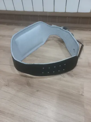 CINTURÓN LUMBAR MUSCULACION NEGRO PIEL DECATHLON