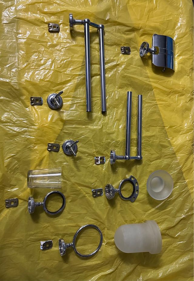 Accesorios Baño Metal y Cristal Clásico