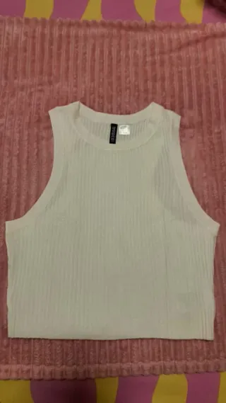 Camiseta punto crop top Divided blanca