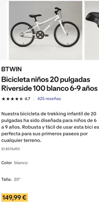 Bicicleta niño azul celeste B-TWIN