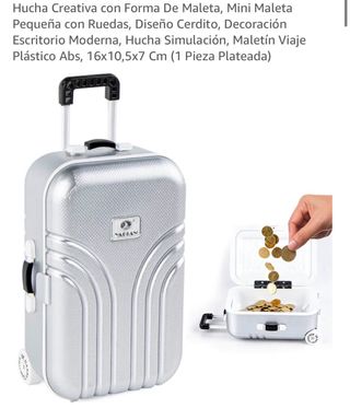 Hucha Maleta Plateada ABS 16x10.5x7cm